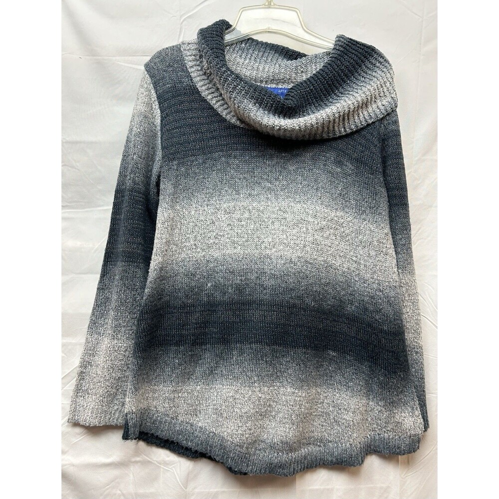 APT 9 Womens L Cowl Neck Sweater Gray Ombre Gradient Long Sleeve Pullover